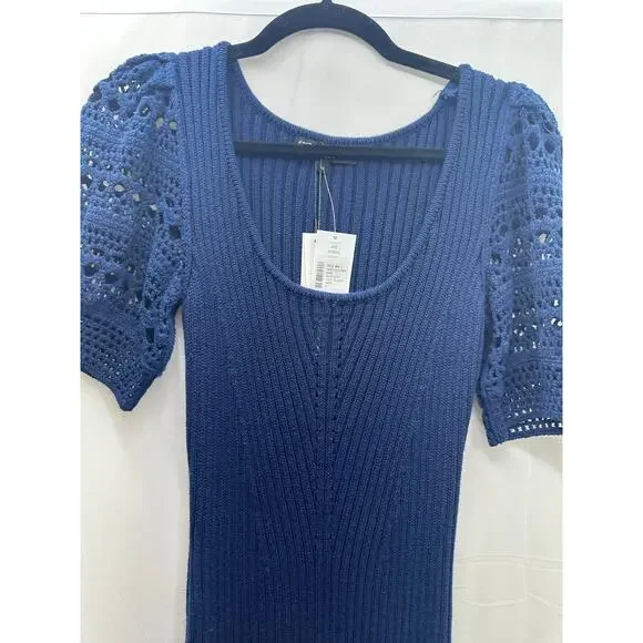 Central Park West Navy Cotton sweater dress M NWTS - Picture 2 of 4